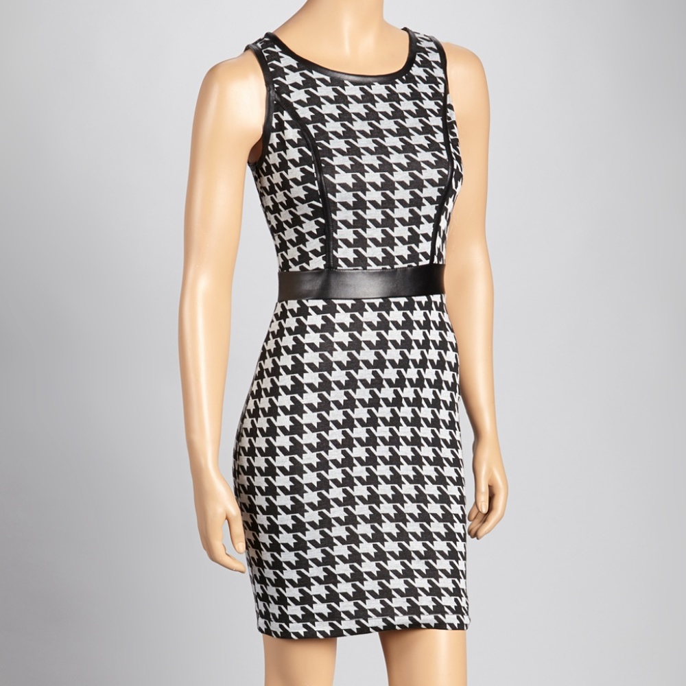 Black and White Hounds Tooth print Body con Dress - Picture 1 of 6